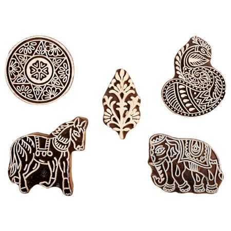 Set of 5 Piece New Mix Wooden Printing Block